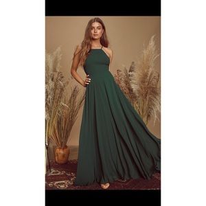 Lulu's Mythical Kind of Love Dark Green Maxi Dress